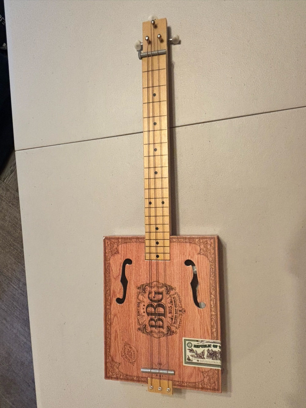 BBG Electric Blues Box Slide Cigar Box Guitar w/3 Strings